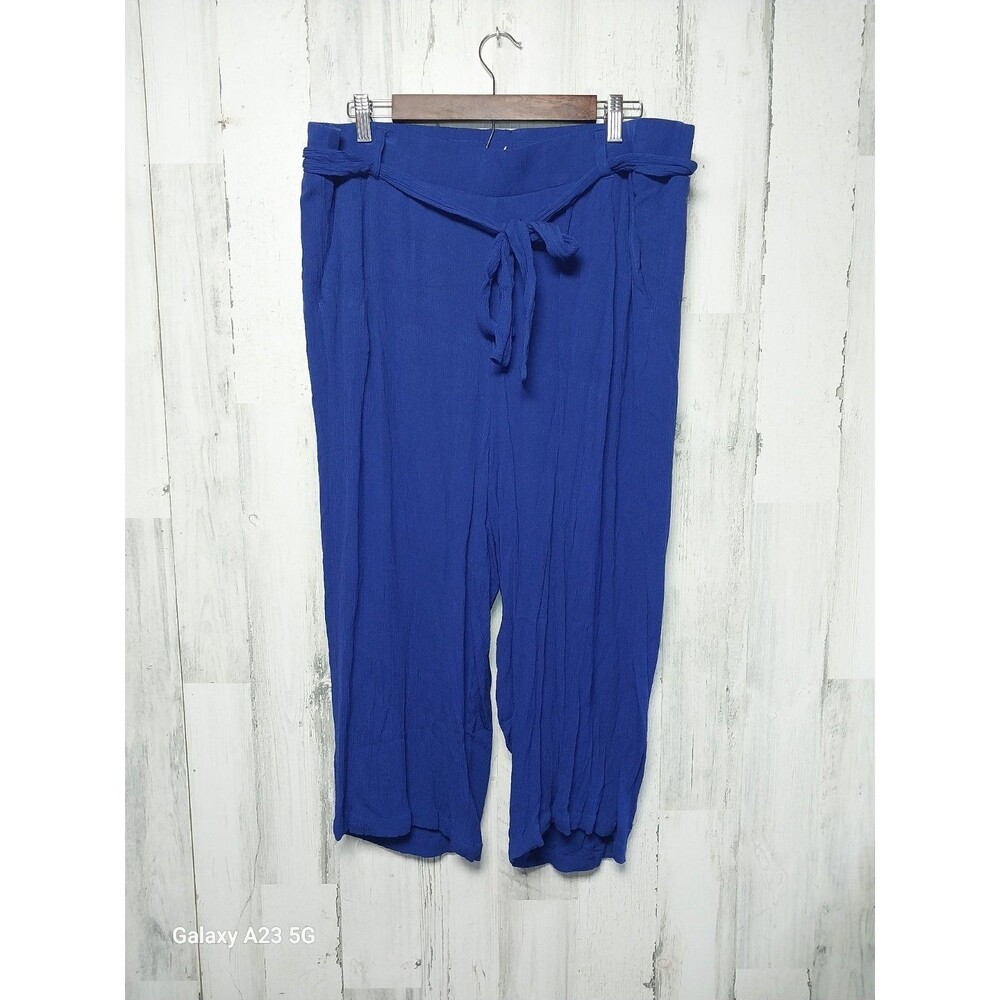 Torrid Sapphire Blue Textured Tie Waist Culotte Pants Size 2X